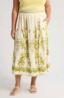 MAX STUDIO Border Print Maxi Skirt