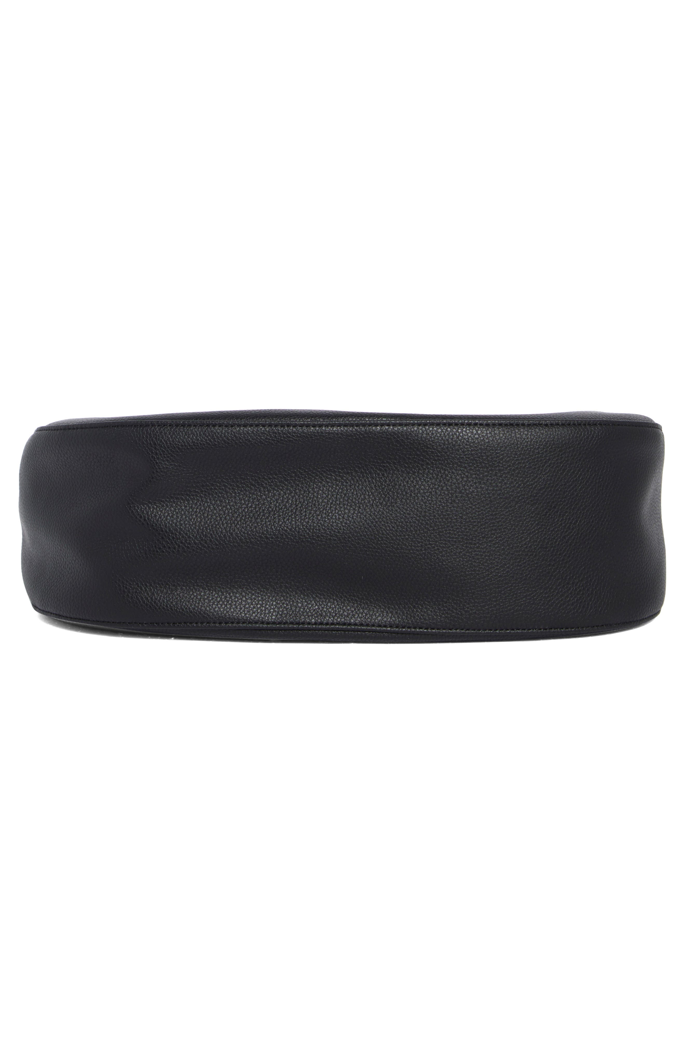Medium Recycled Leather Crescent Shoulder Bag, Alternate, color, BLACK