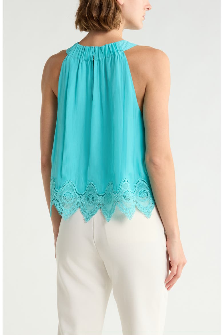 Karis Halter Neck Lace Trim Tank, Alternate, color, AQUA