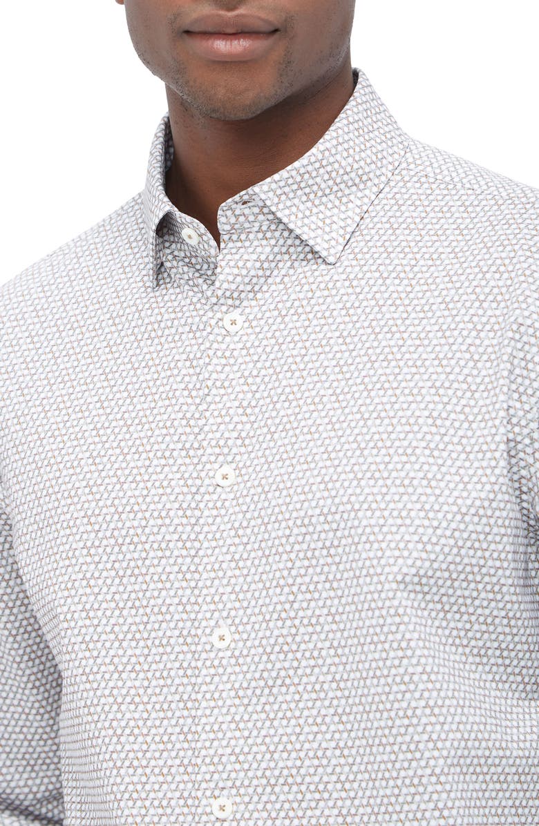 Bugatchi Jules OoohCotton<sup>®</sup> Microprint Button-Down Shirt, Alternate, color, Khaki