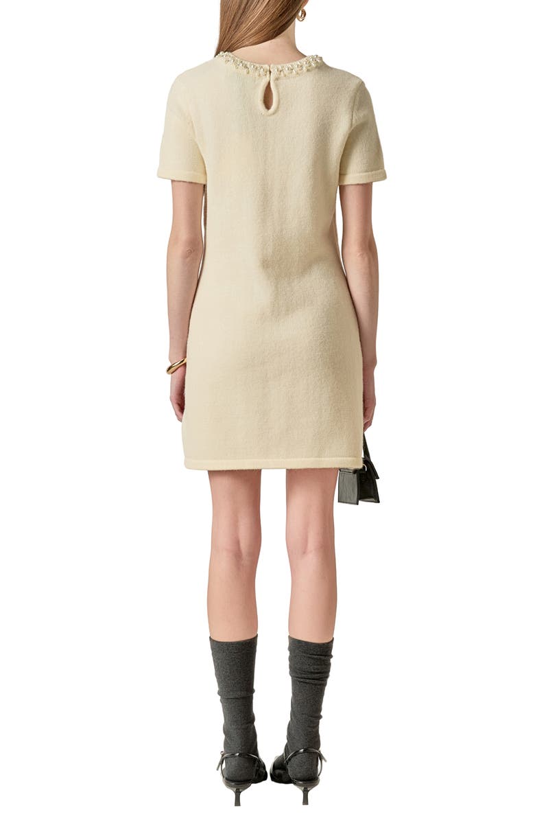 English Factory Bead & Rhinestone Sweater Dress, Alternate, color, Off White