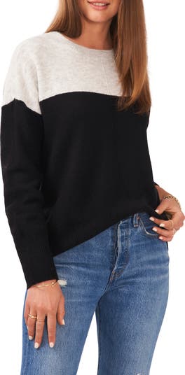 Vince Camuto Extend Shoulder Rich Black Color Block Sweater Ladies Size offers XS