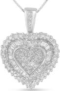 Haus of Brilliance 10K White Gold 1 cttw Multi Cut 1 cttw Diamond Heart Pendant Necklace