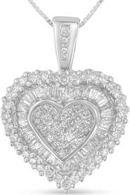 Haus of Brilliance 10K White Gold 1 cttw Multi Cut 1 cttw Diamond Heart Pendant Necklace