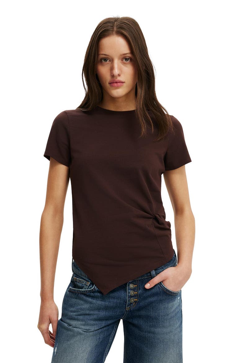 Women's Twist Short Sleeve Tee, Main, color, Dark Oak