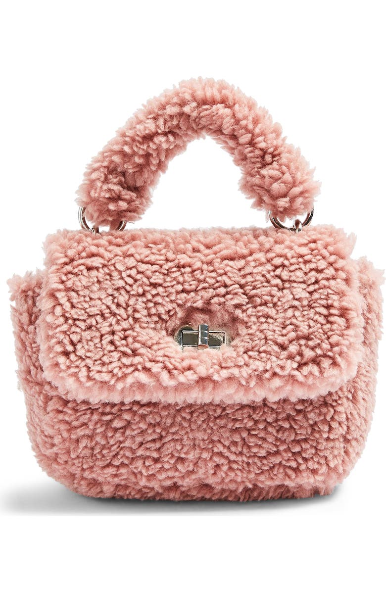 Topshop Faux Shearling Shoulder Bag, Main, color,