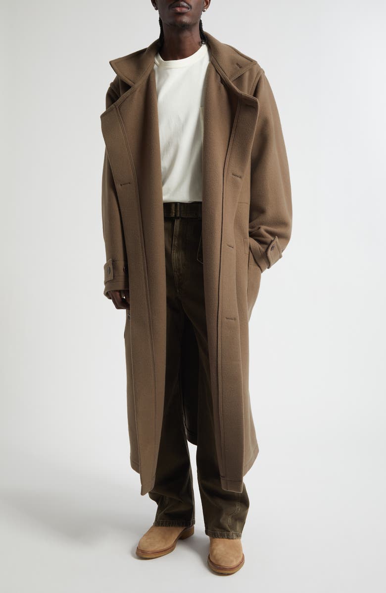 Lemaire Double Face Wool Wrap Coat, Alternate, color, Dark Squirrel