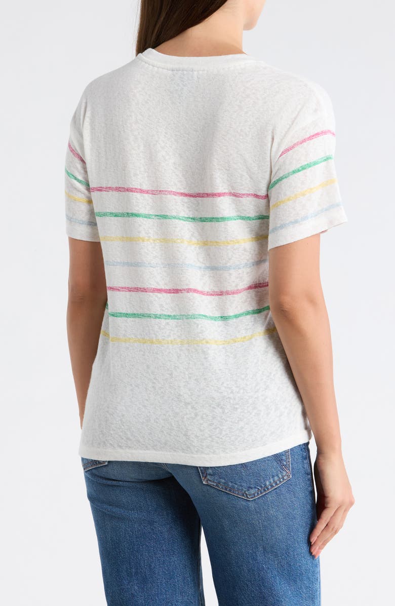 Bobeau Stripe Crewneck Slubbed T-Shirt, Alternate, color, Light Yellow/Bright Green/Fus-