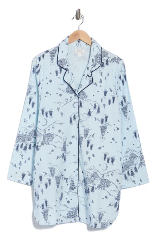 Nordstrom Rack Dreamy Tree Print Flannel Long Sleeve Nightgown In Blue