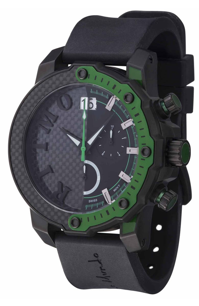Ritmo Mundo 'Quantum III' Chronograph Silicone Strap Watch, 50mm, Main, color, 