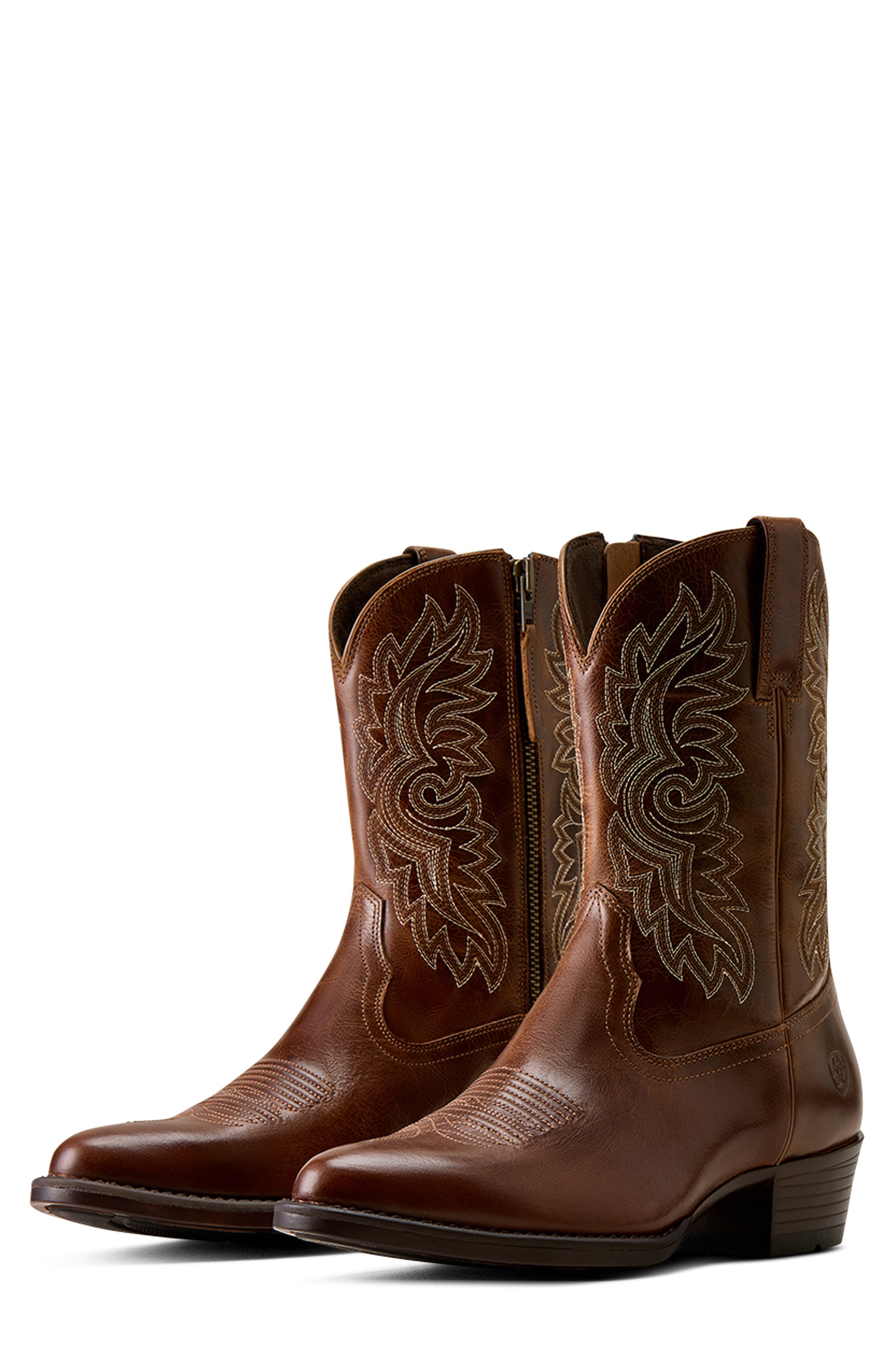 Sumter R Toe Western Boot, Alternate, color, DARK TAN