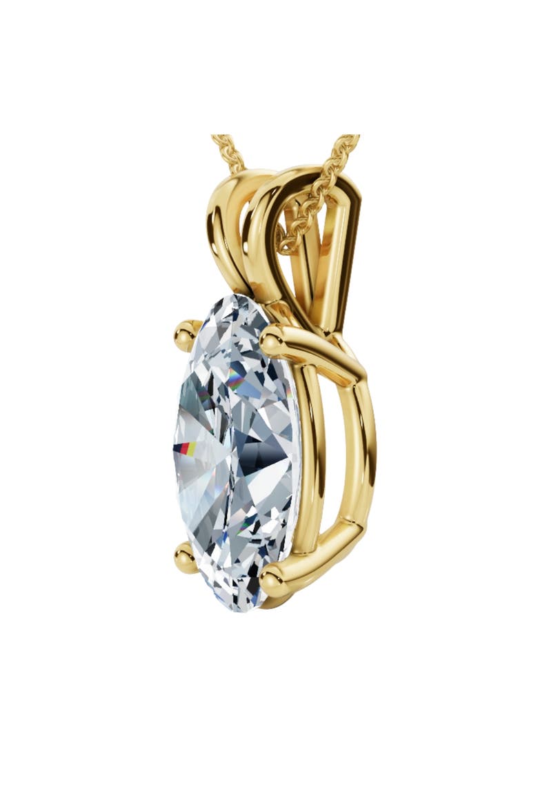 Oval Solitaire Diamond 4-Prong Pendant 14k Gold 18" Necklace Lab Grown, Main, color, Yellow Gold - 6Ct