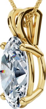Bliss Diamond Oval Solitaire Diamond 4-Prong Pendant 14k Gold 18" Necklace Lab Grown