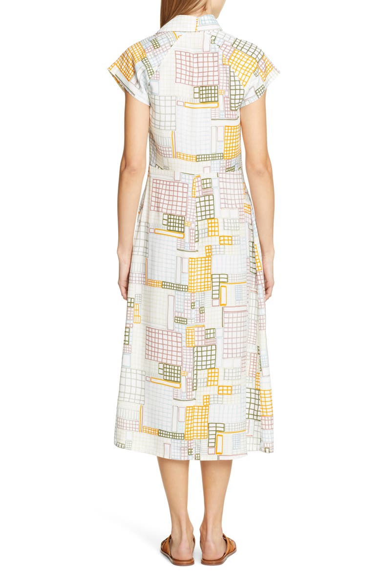 Rosetta Getty Grid Print Asymmetrical Shirtdress, Alternate, color,