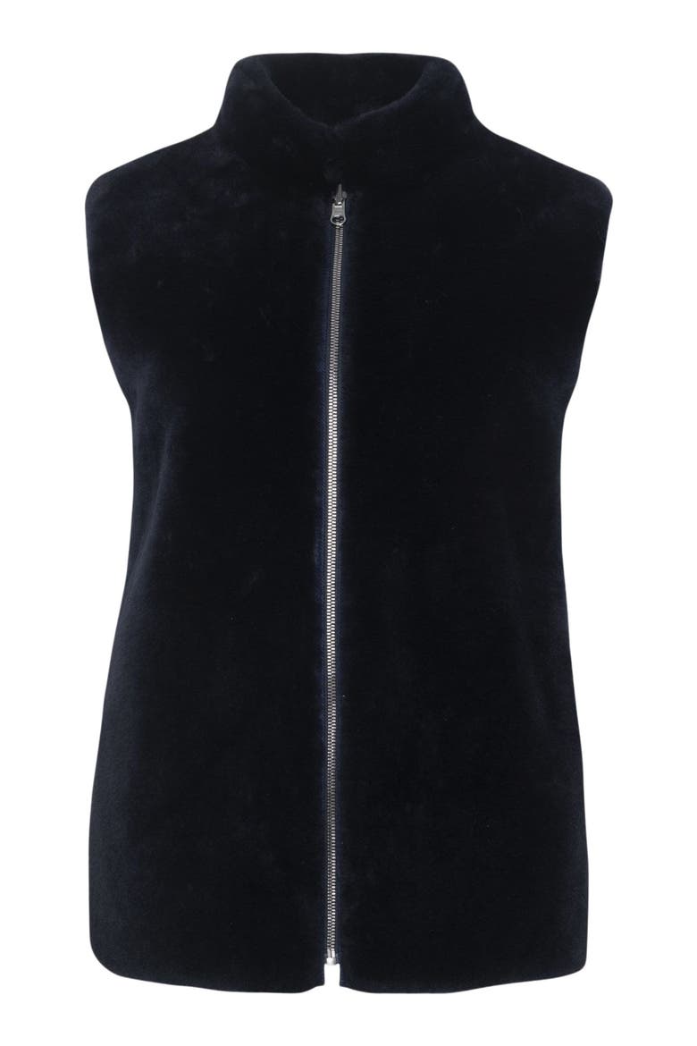 Reversible Select Genuine Shearling Vest With  Loro Piana Wool And Cashmere Quilted Down Back, Alternate, color, NAVY/NAVY