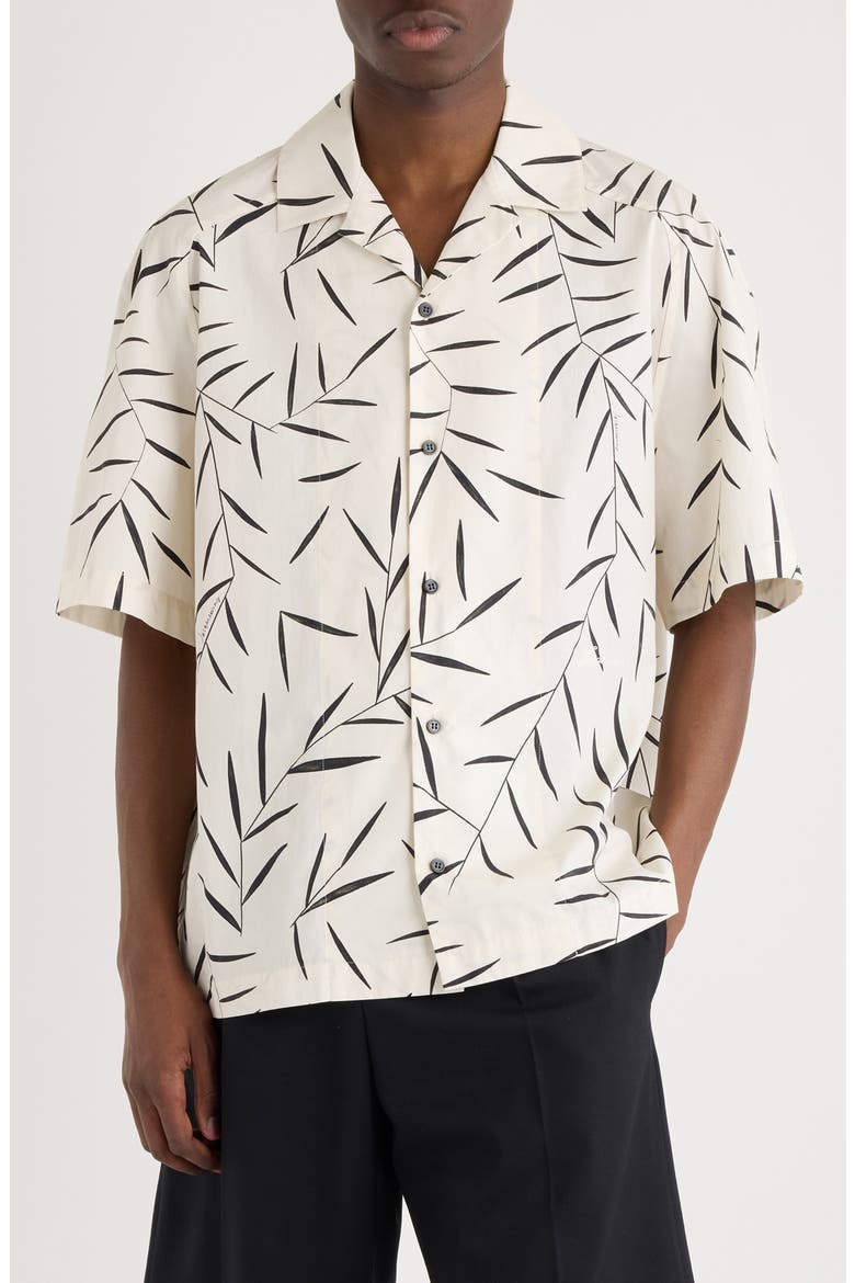 La Chemise Fonccio Foliage Print Camp Shirt, Main, color, PRINT FOLIAGE OFF WHITE/ B