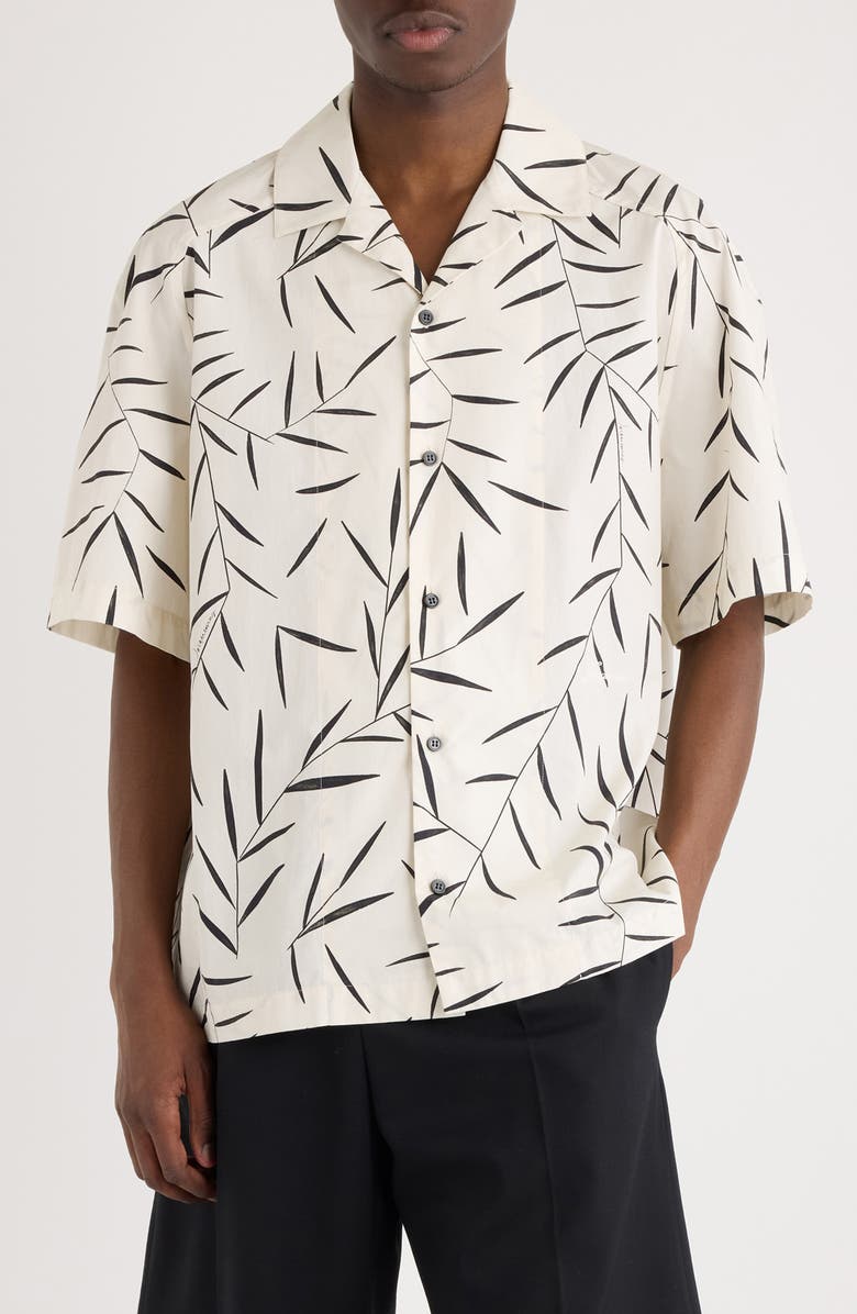 Jacquemus La Chemise Fonccio Foliage Print Camp Shirt, Main, color, Print Foliage Off White/ B