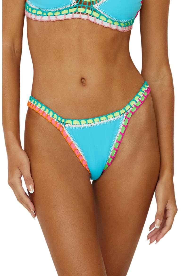 Colorful Whipstitch Trim Bikini Bottoms, Main, color, PACIFIC BLUE