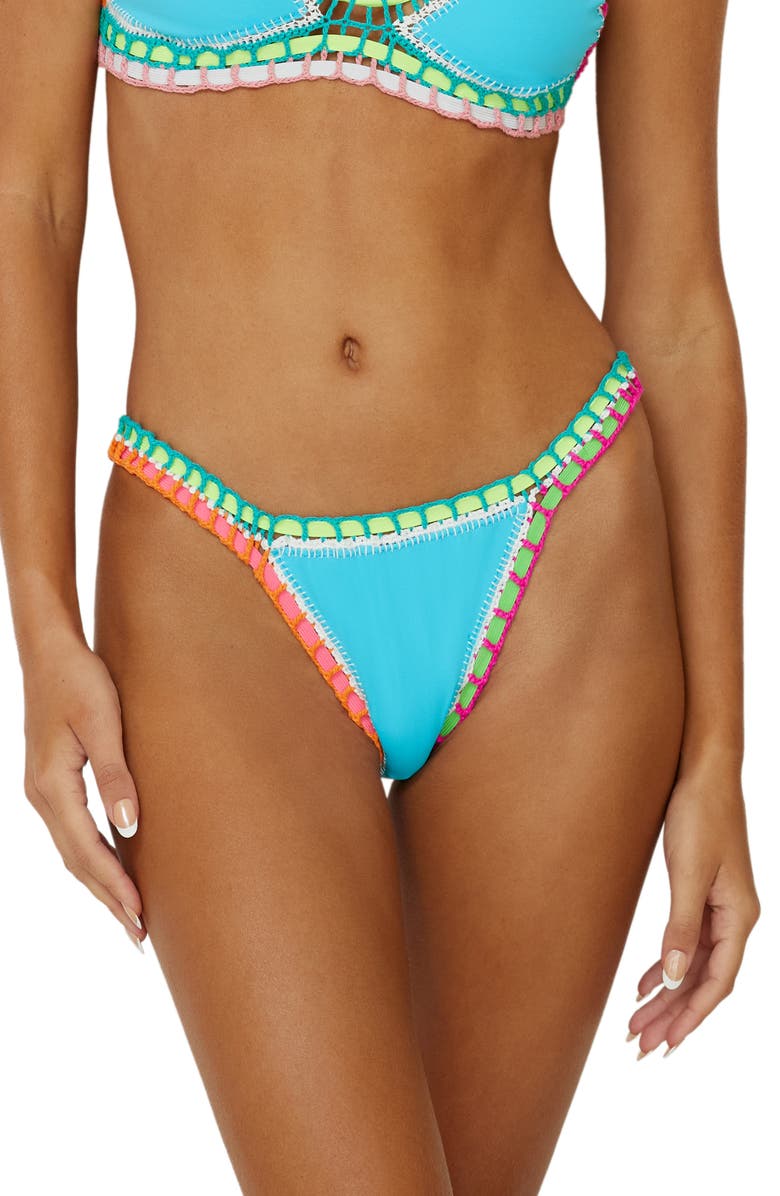PQ SWIM Colorful Whipstitch Trim Bikini Bottoms, Main, color,