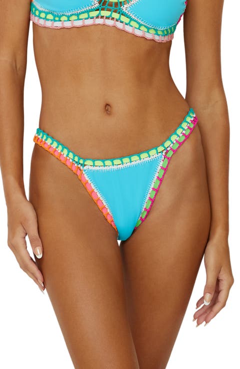 Colorful Whipstitch Trim Bikini Bottoms