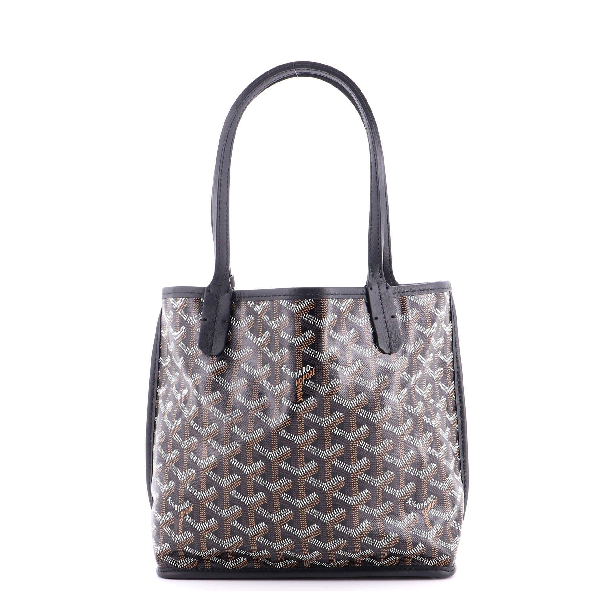 Pre-Owned Goyard Anjou Reversible Tote Coated Canvas Mini, Alternate, color, Black