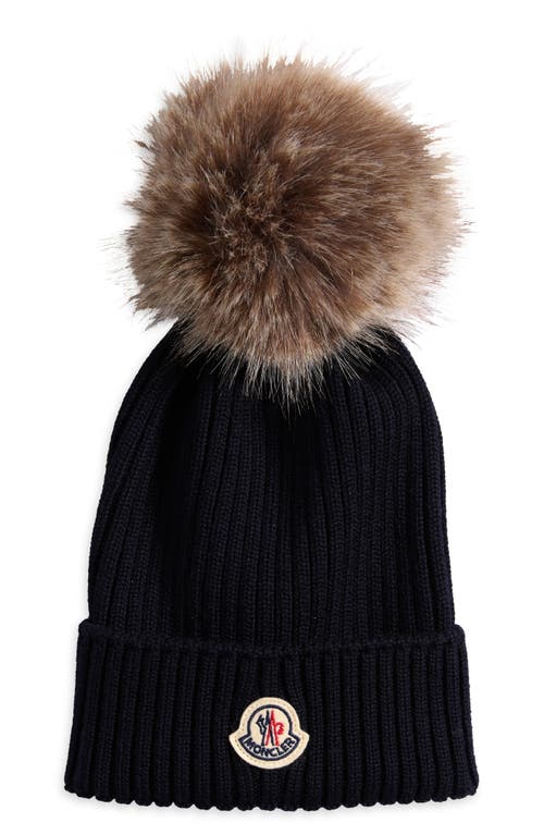 Moncler Ribbed Hat In Blue