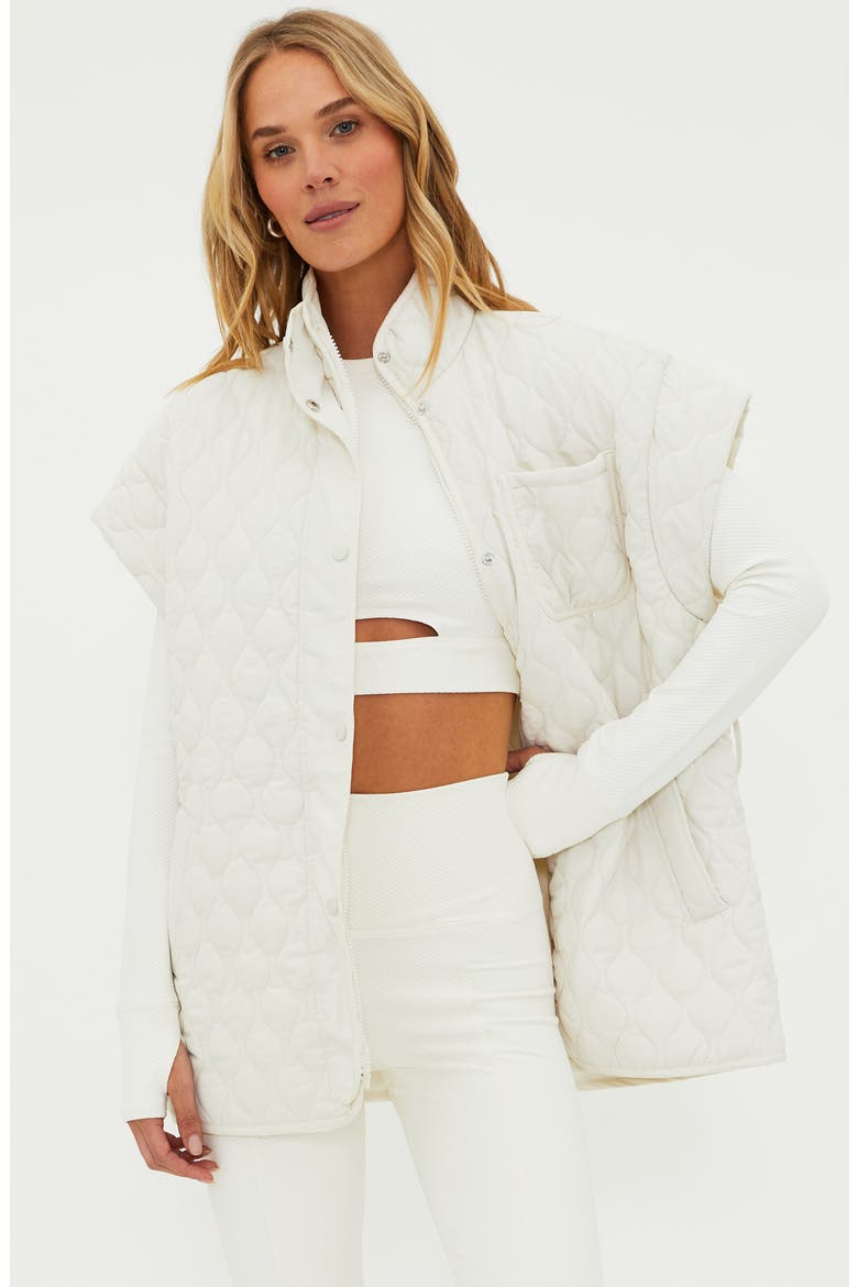 Glenn Quilted Cap Sleeve Belted Vest, Alternate, color, SNOW CLOUD