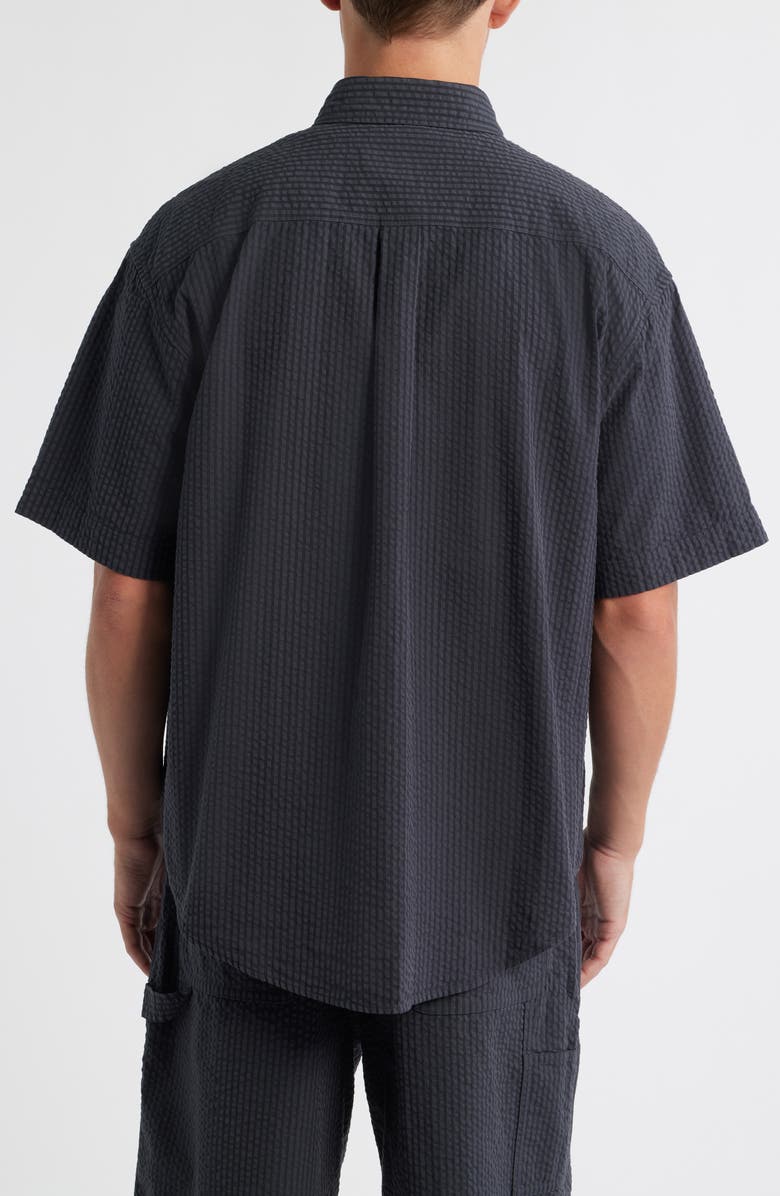 Carhartt Work In Progress Toland Seersucker Short Sleeve Button-Up Shirt, Alternate, color, Black Toland Stripe