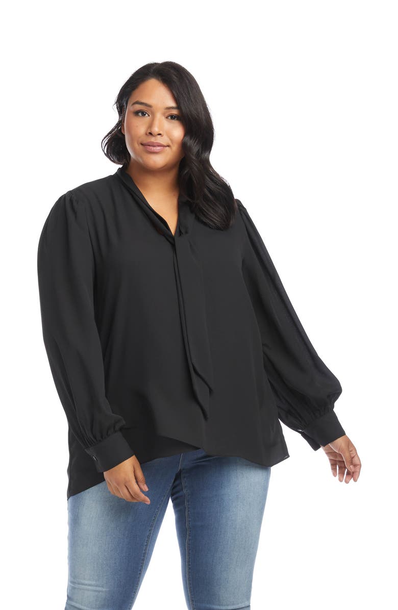 Karen Kane Tie Neck Crossover Crepe Top, Alternate, color,