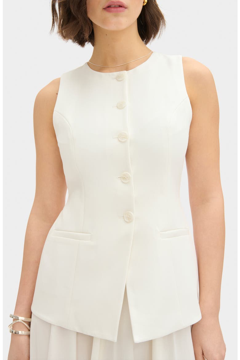 Harley Mixed Media Sleeveless Dress, Alternate, color, WHITE