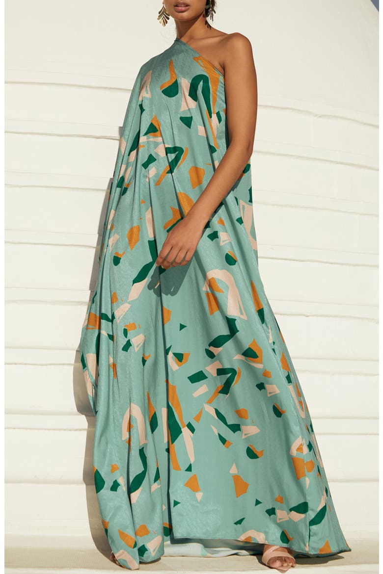 Satu One-Shoulder Dress, Alternate, color, GREEN