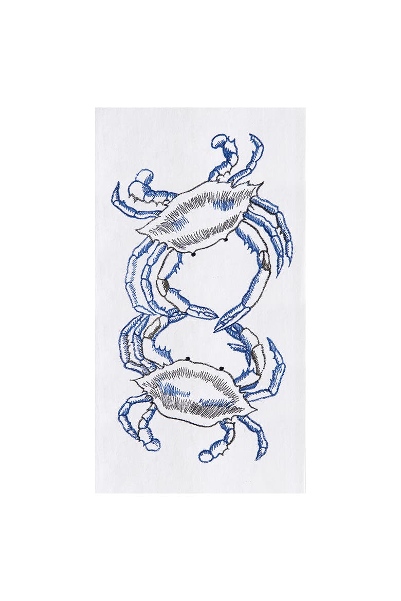 Blue Crabs Flour Sack Cotton Kitchen Towel, Main, color, White