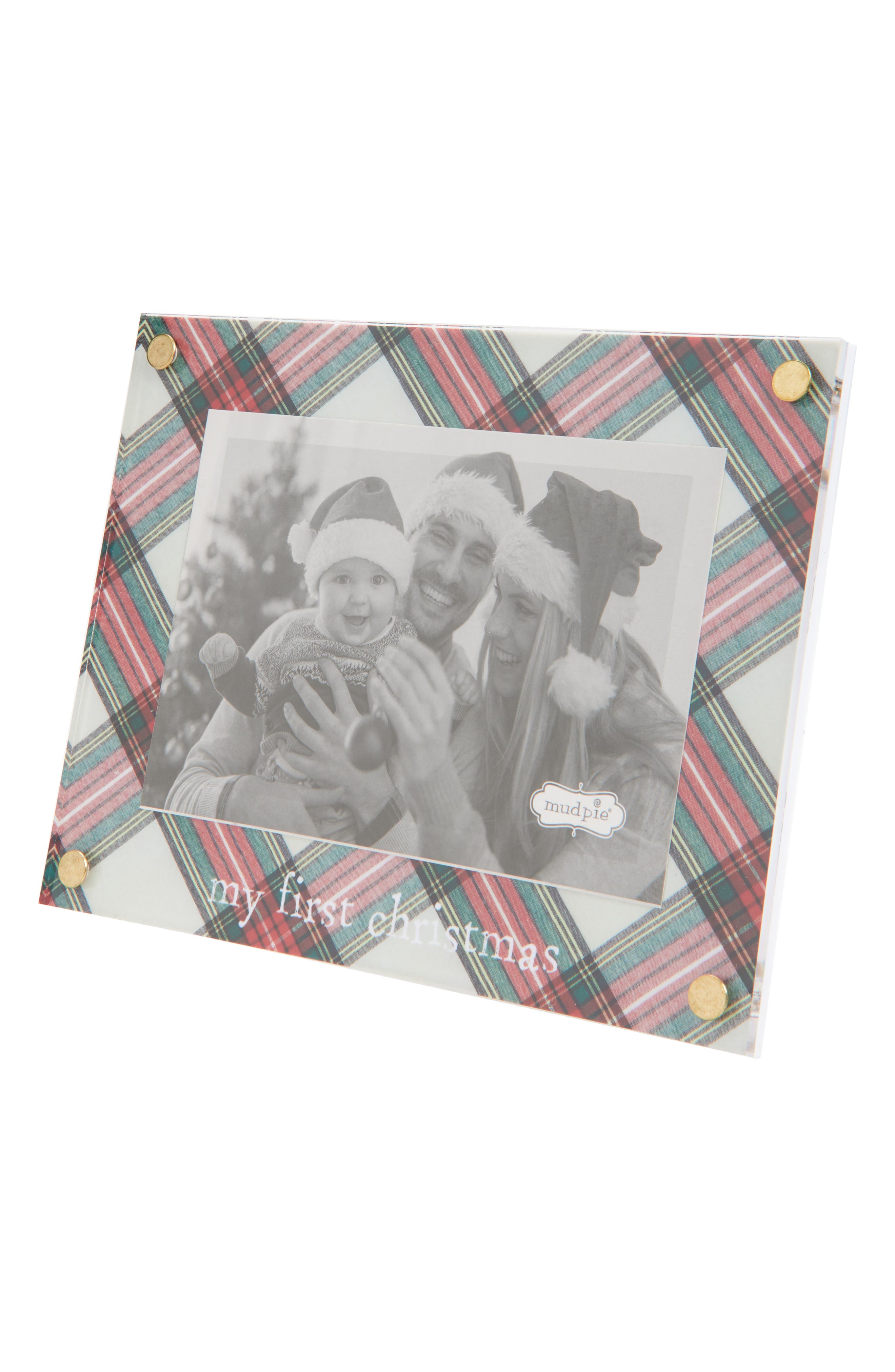 Mud Pie My First Christmas Tartan Picture Frame in Red 