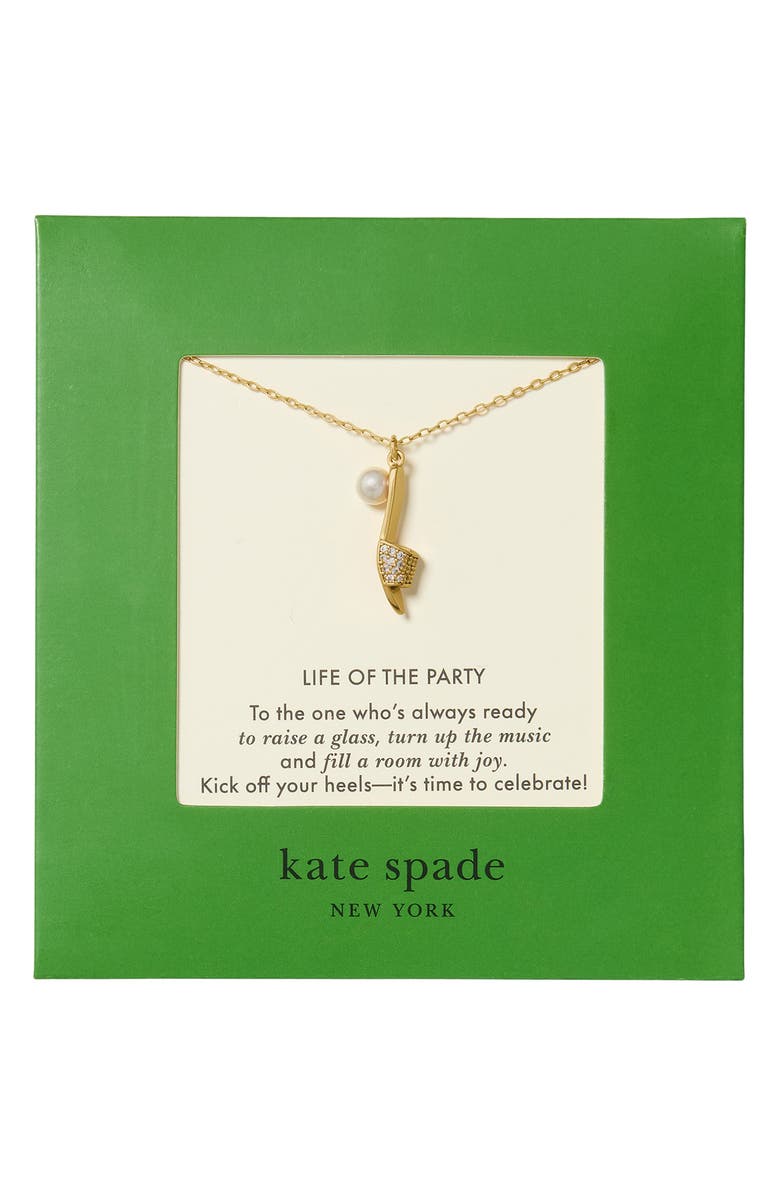 Kate Spade New York life of the party pendant necklace, Alternate, color, Clear/ Cream/ Gold