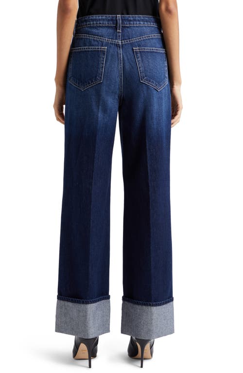 L Agence Miley Ultra High Rise Wide-leg Cuffed Jeans In Red