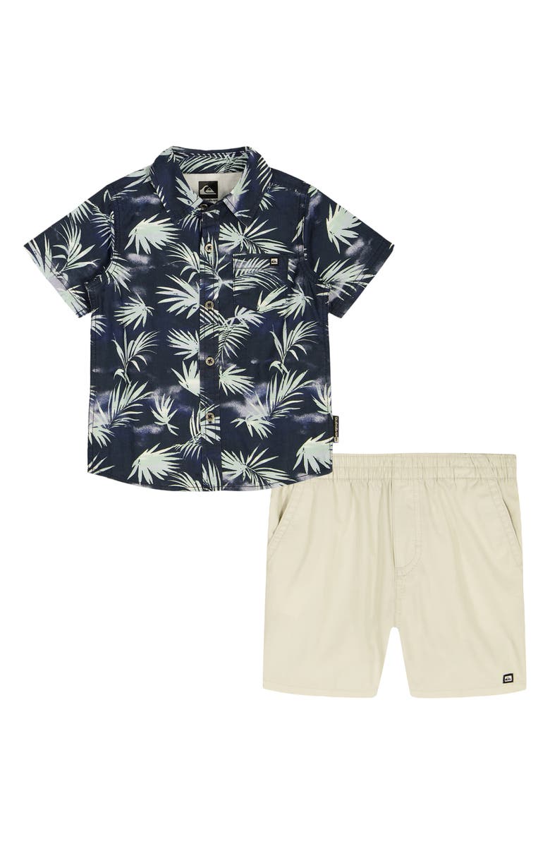 Quiksilver Tropical Button-Up Shirt & Woven Shorts Set, Alternate, color, Blue