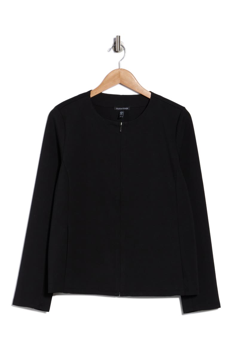 Cotton Blend Ponte Full Zip Jacket, Alternate, color, BLACK
