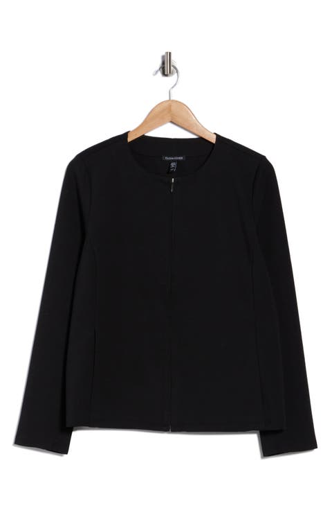 Cotton Blend Ponte Full Zip Jacket