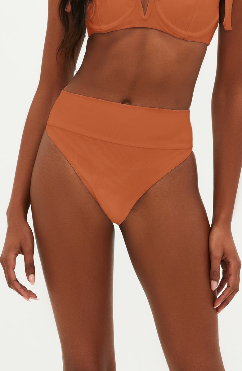 Beach Riot Highway High Waist Bikini Bottoms, Main, color, Carmel
