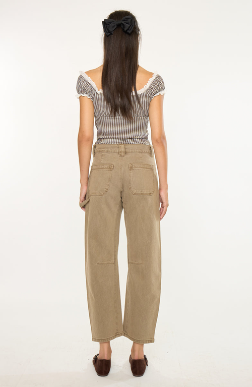 Kancan Serene Low Slung Barrel Jeans In Brown