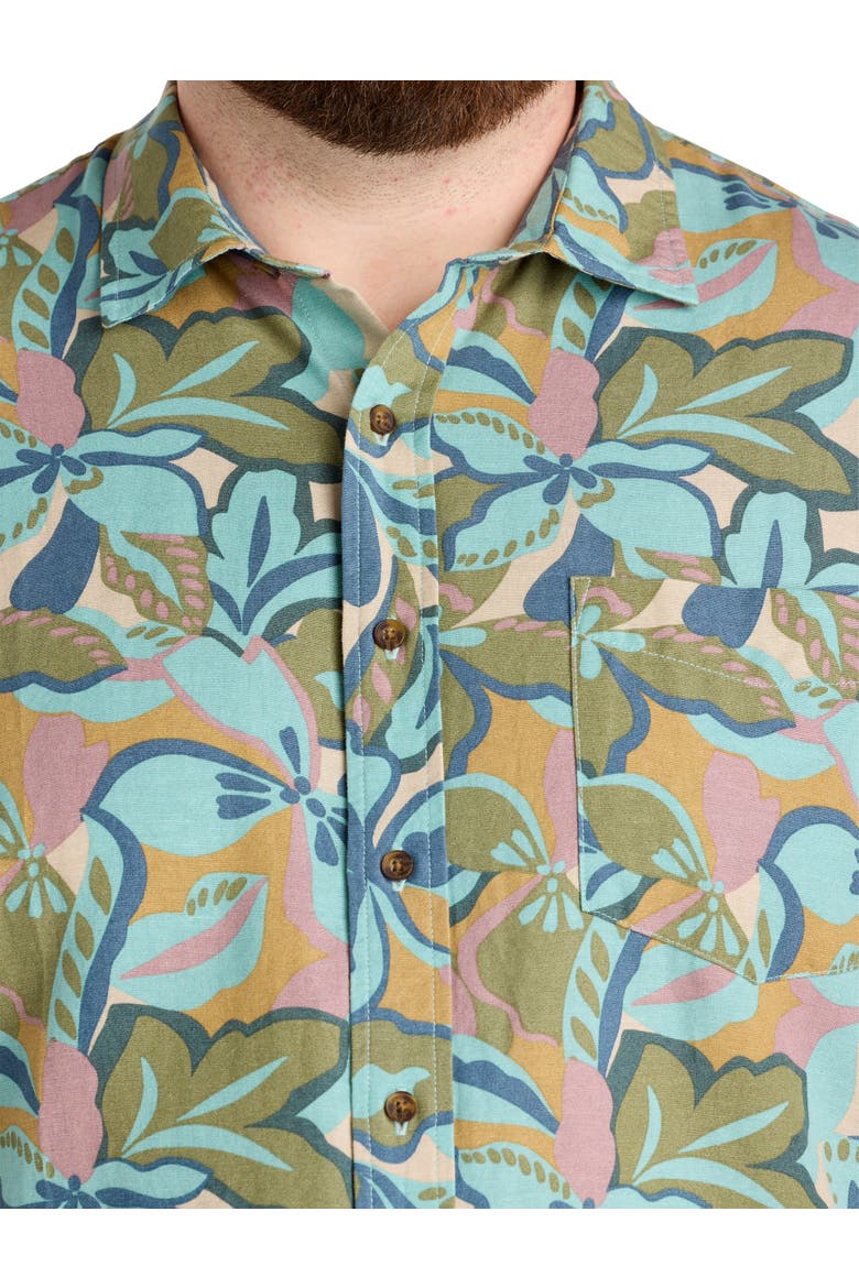 Big & Tall Floral Printed Sport Shirt, Alternate, color, BLUE FUSION