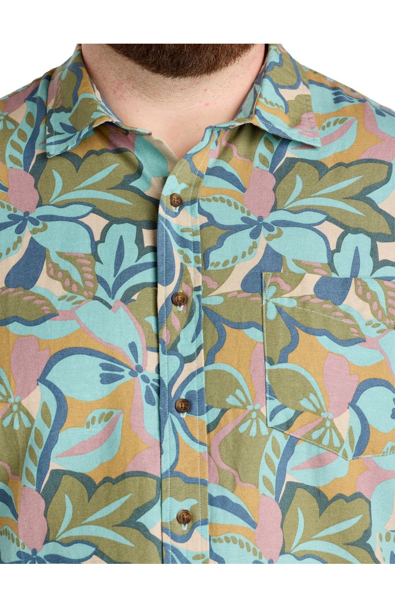 O'Neill Big & Tall Floral Printed Sport Shirt, Alternate, color, Blue Fusion