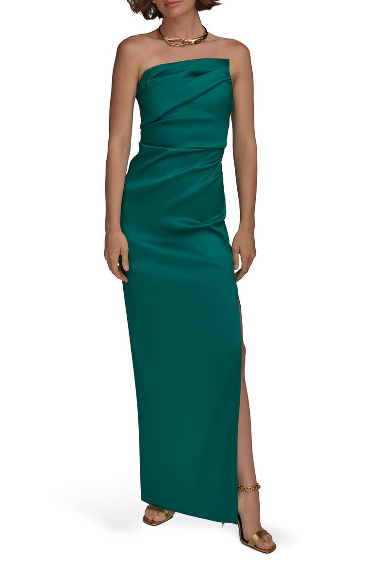 Ruched Strapless Gown, Main, color, LAWN LWN