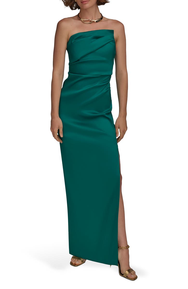 Donna Karan New York Ruched Strapless Gown, Main, color, Lawn