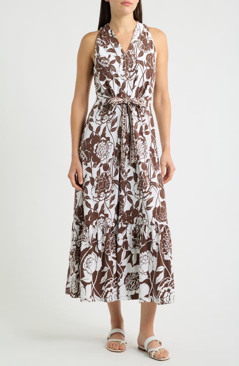 Wisteria Tie Waist Sleeveless Maxi Dress