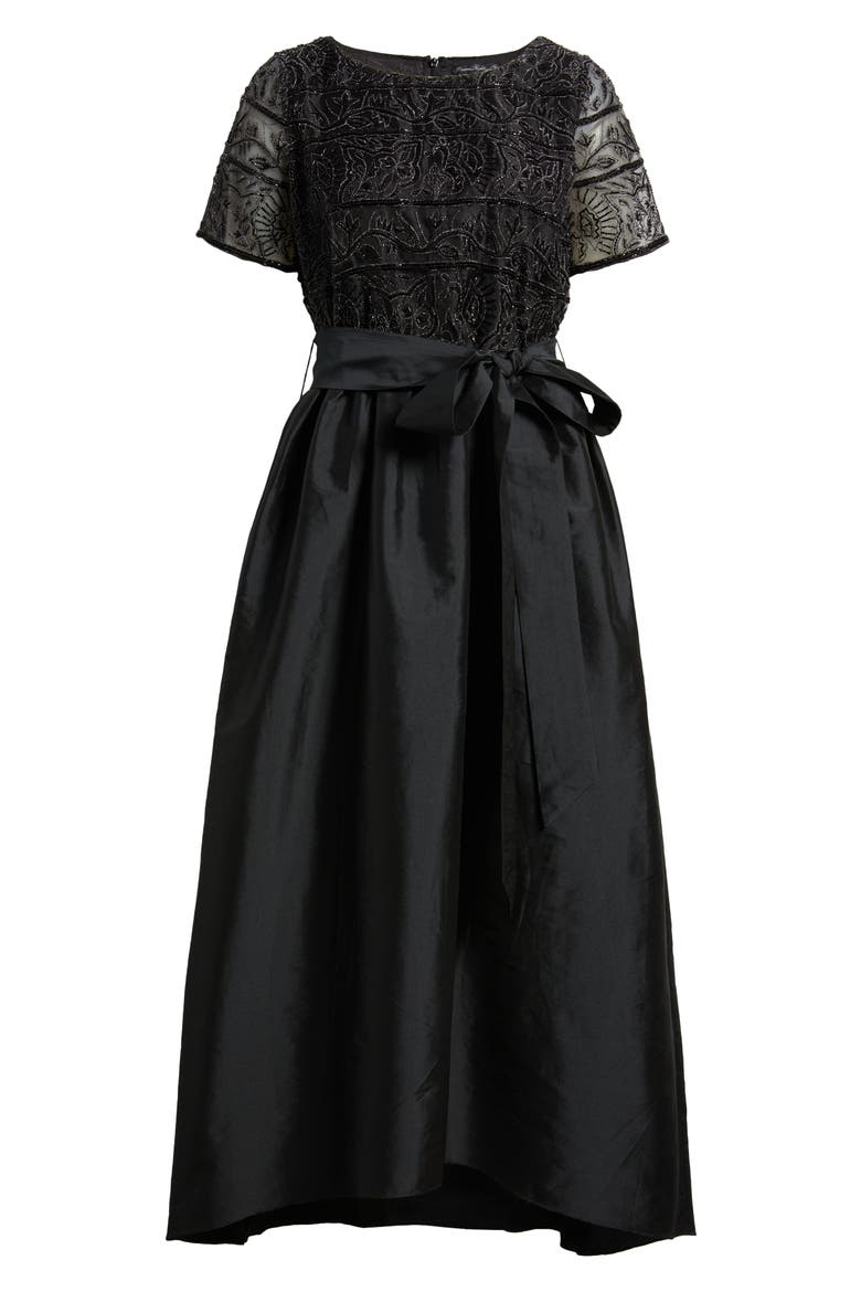 Beaded Bodice Taffeta Gown, Alternate, color, BLACK
