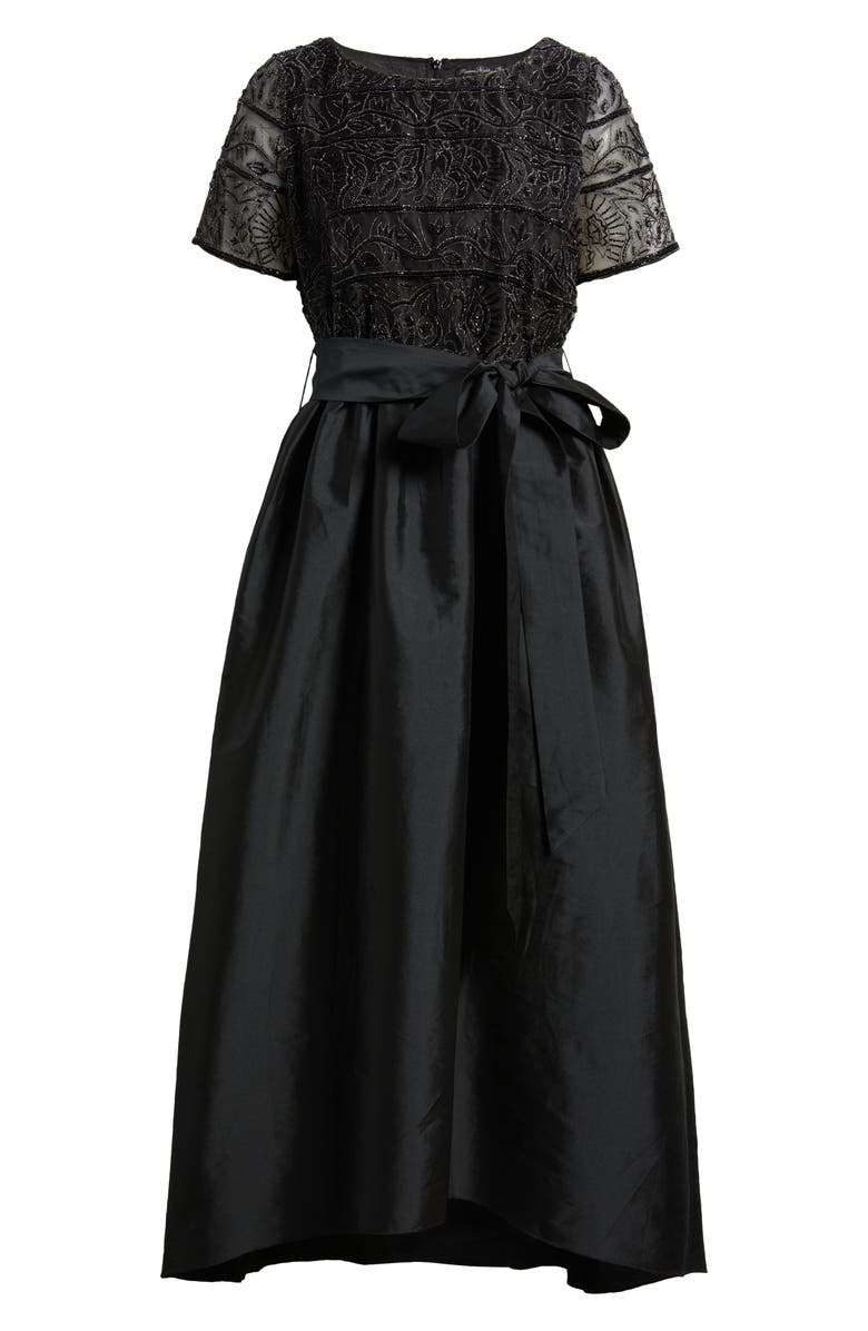 Pisarro Nights Beaded Bodice Taffeta Gown, Alternate, color, Black
