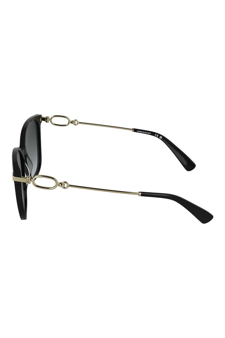 Foulonn 55mm Gradient Modified Rectangular Sunglasses, Alternate, color, BLACK