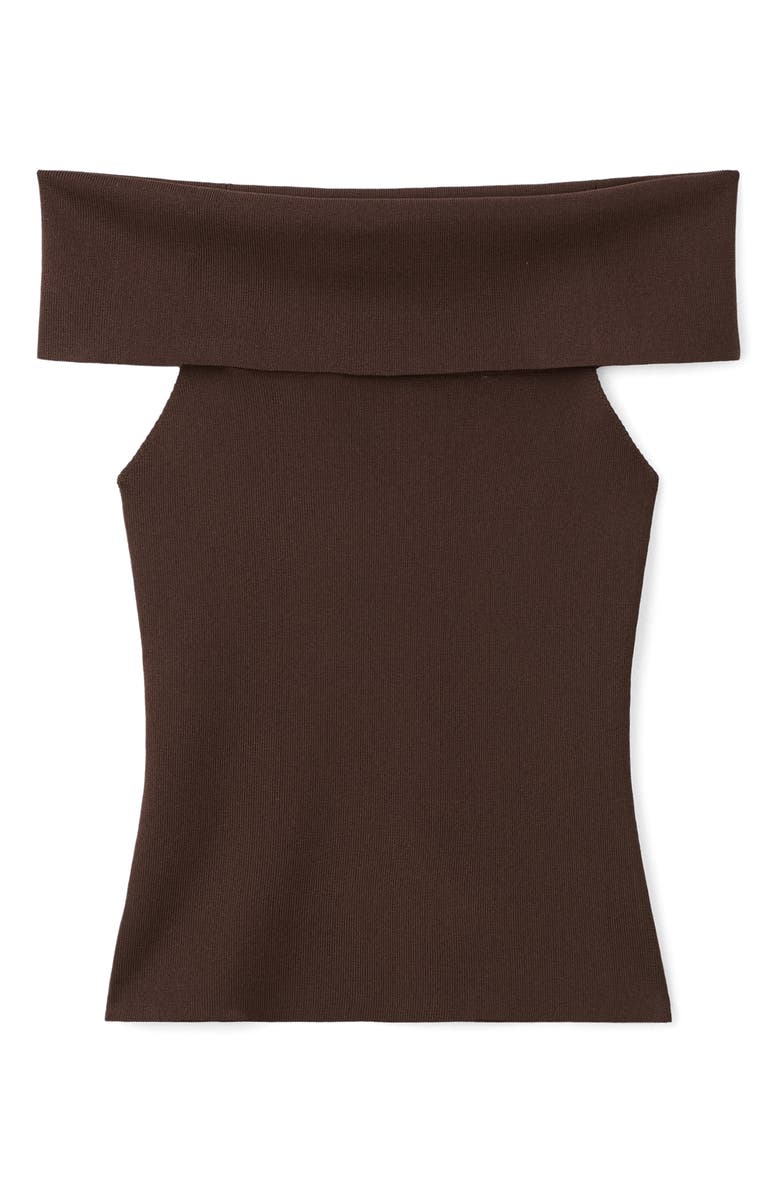 MANGO Off the Shoulder Knit Top, Main, color, Chocolate