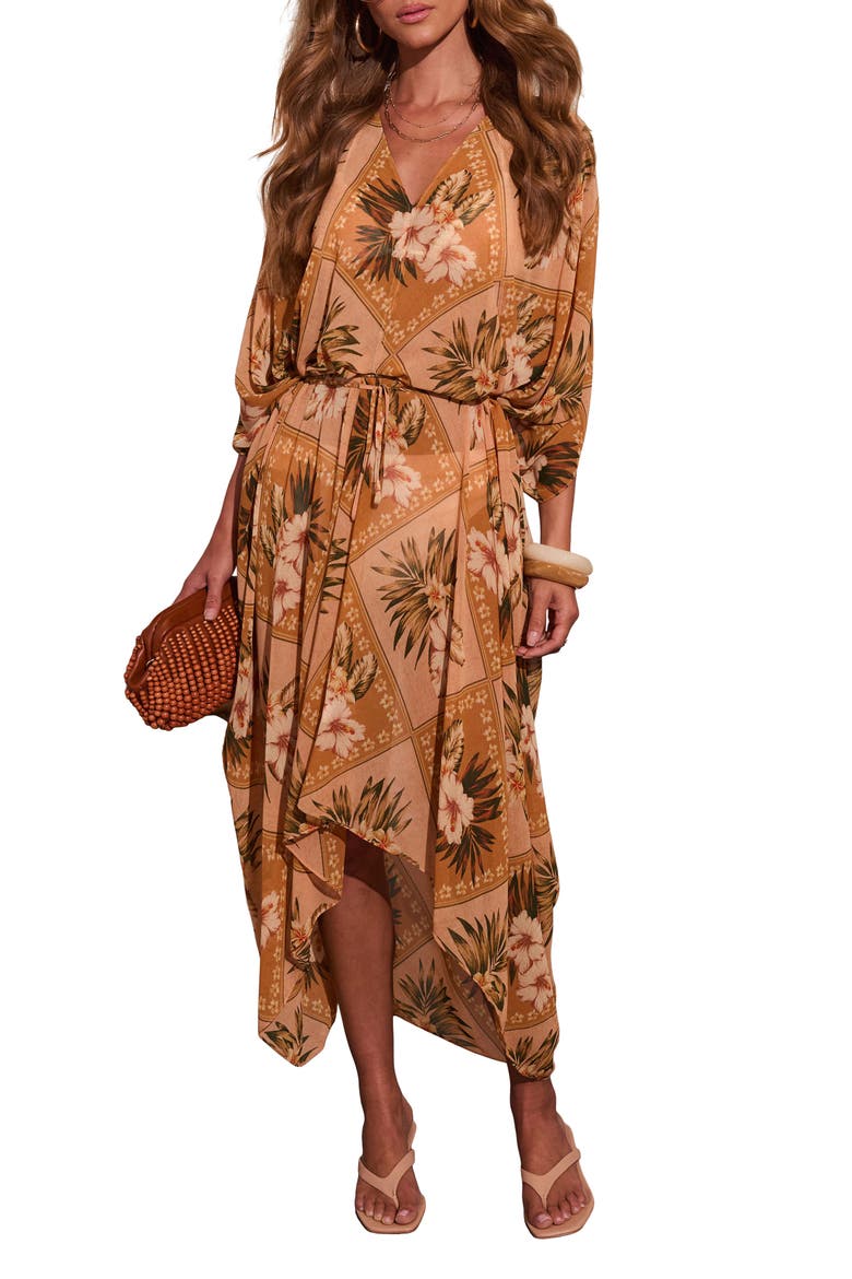 Shoreline Haze High-Low Maxi Dress, Main, color, GOLD MULTI
